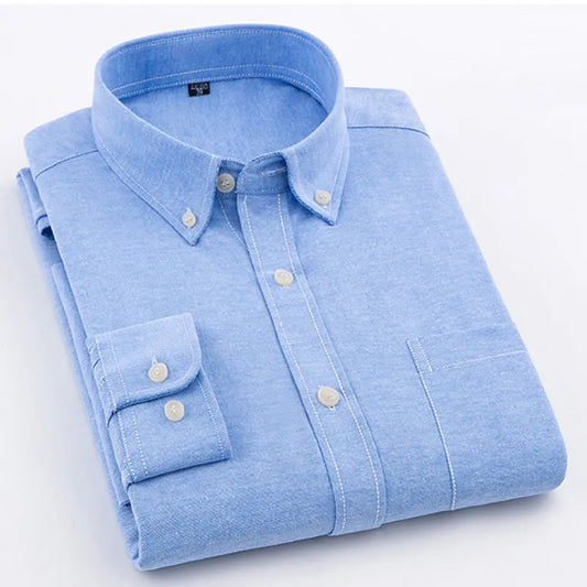 Autumn Oxford Cotton Long Sleeve Polo Shirt