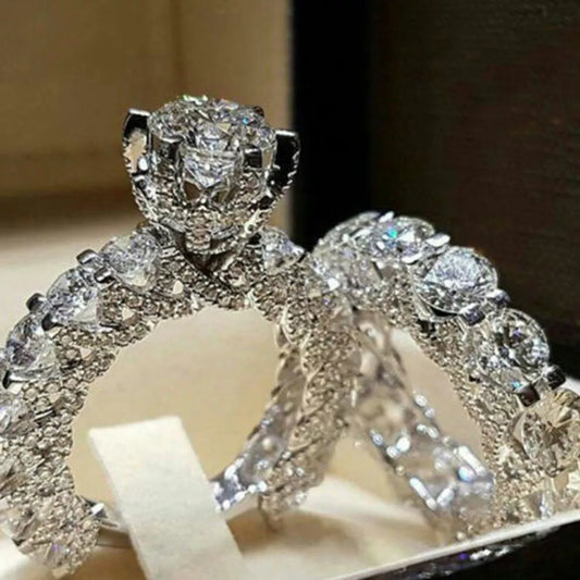 Women Silver Zircon Crystal Ring