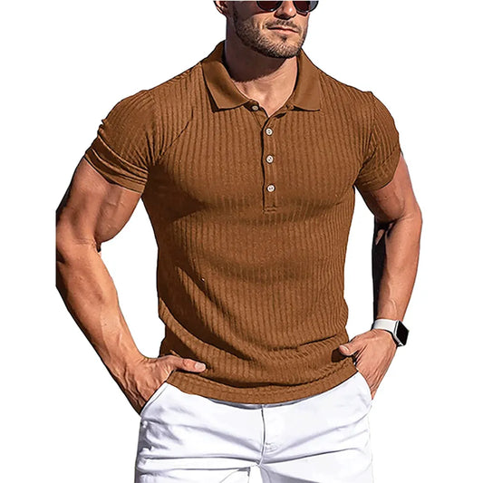 Solid Stripe Men's Summer Polo Shirts